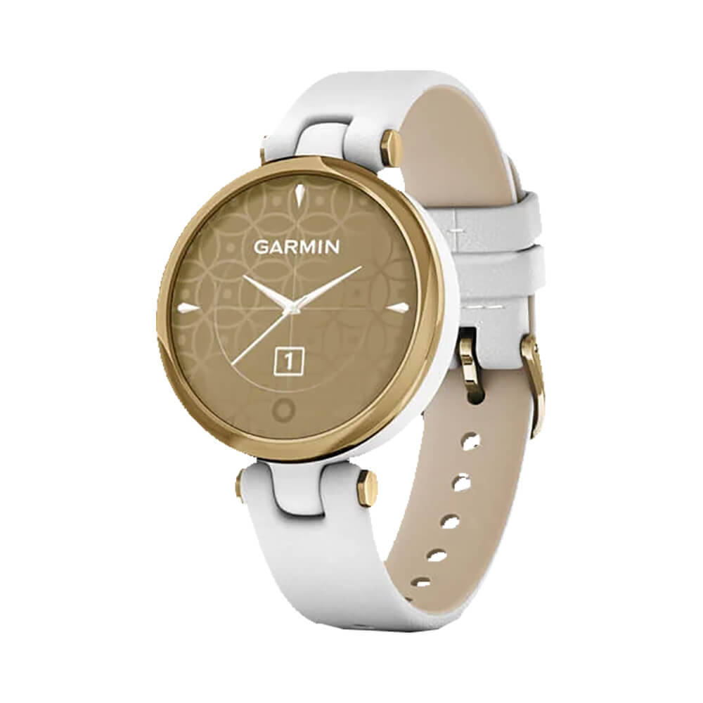 Часы Garmin Lily светло-золотистый безель белый корпус и итальянский кожаный ремешок
