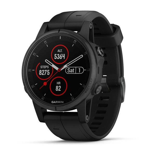 Часы Garmin Fenix 5S Plus Sapphire черные с черным ремешком
