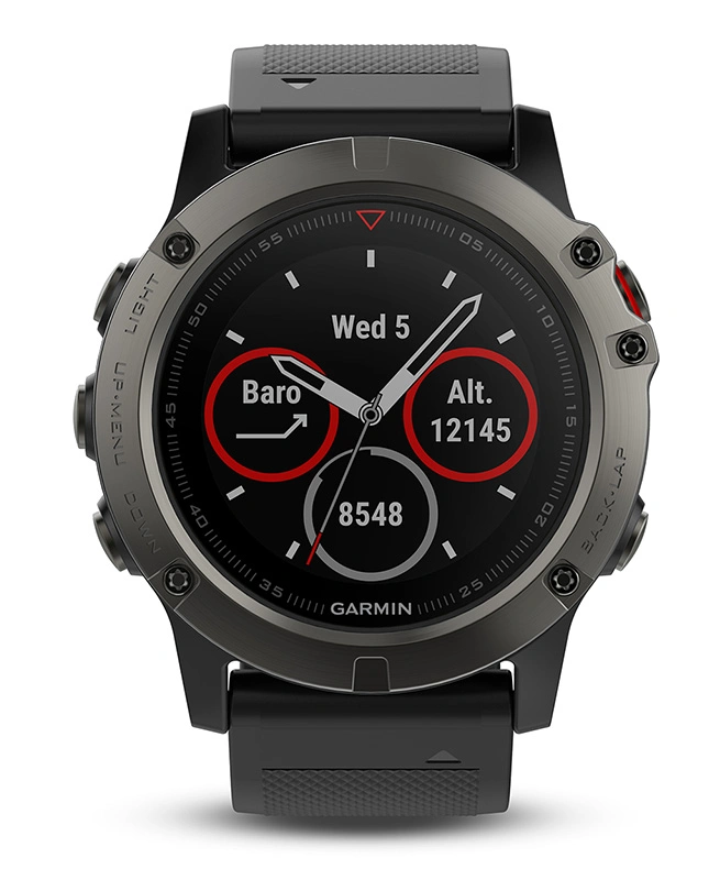 Часы Garmin Fenix 5X Sapphire серые с черным ремешком
